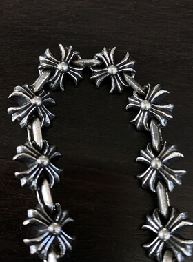 925纯银新款龙虾扣十字花手链