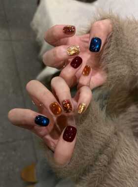 秋冬显白猫眼高级感纯手工穿戴甲