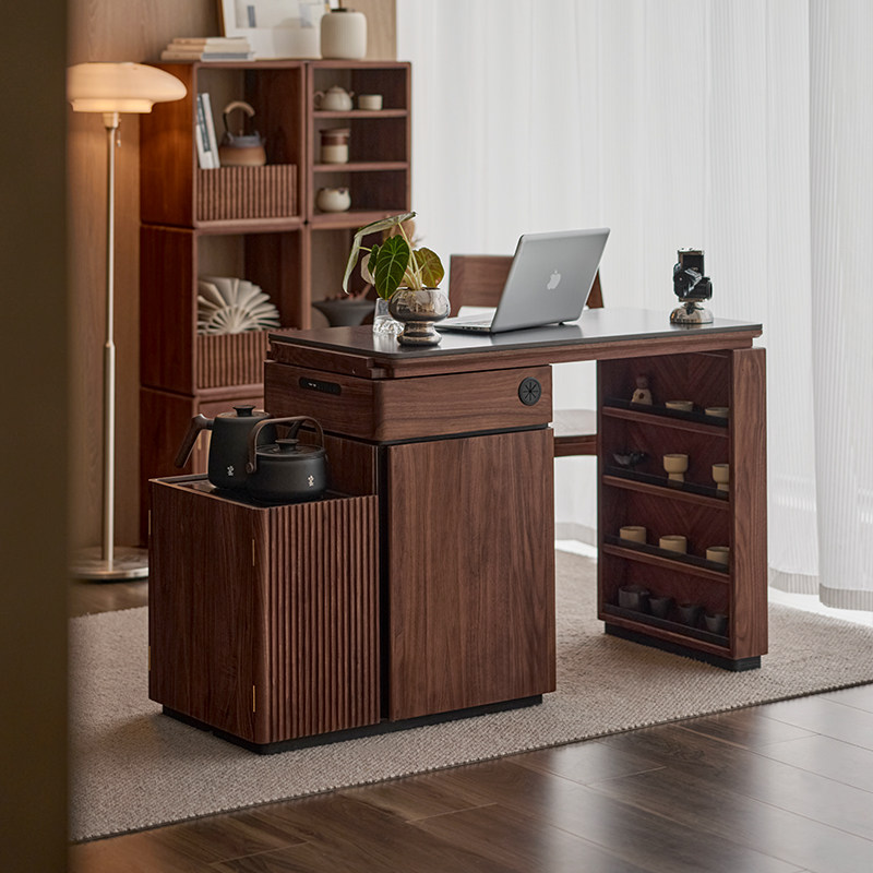 实木旋转茶桌茶台烧水下水黑胡桃木榻榻米茶室可伸缩阳台茶水柜,淘宝优惠券,粉丝福利购,淘宝优惠卷