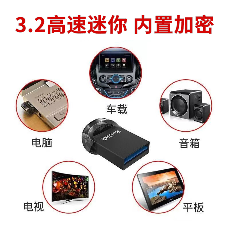 闪迪u盘512g高速usb3.2接口车载音乐电脑优盘迷你cz430车用优盘 - 图0