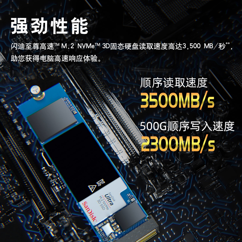 闪迪M2固态硬盘500g/1t台式机笔记本高速内置固态硬盘nvme2280 - 图1