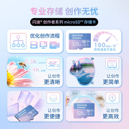 闪迪创作者tf卡官方正品256g大疆pocket4储存卡无人机内存卡专用 - 图2