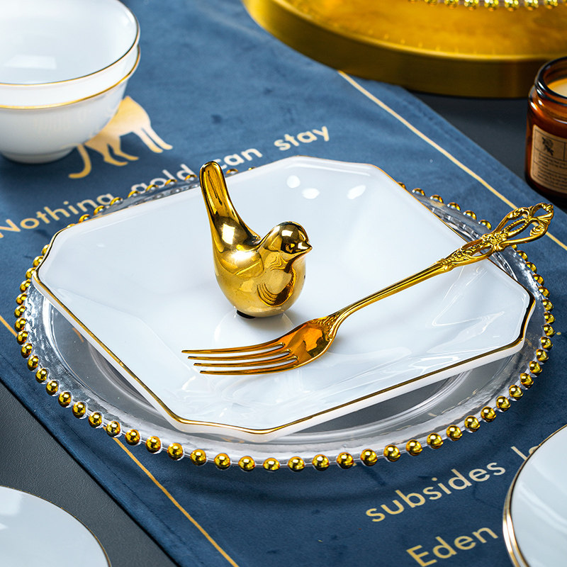 进口白玉瓷碗碟套装家用陶瓷景德镇餐具轻奢高级感碗盘釉下彩乔迁,淘宝优惠券,粉丝福利购,淘宝优惠卷