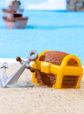 微景观简约树脂工艺品创意卡通海盗船宝箱 蛋糕烘焙DIY装饰品摆件