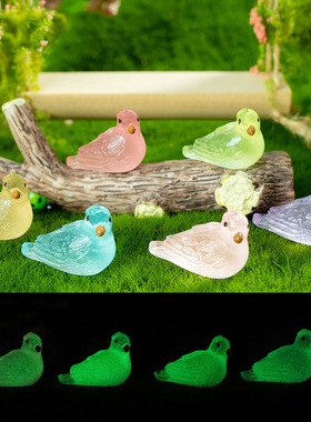 跨境新品微景观简约创意夜光鸽子动物园艺造景 DIY装饰品树脂摆件