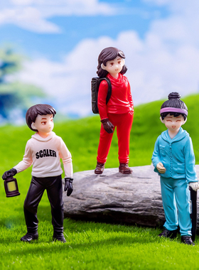 微景观简约创意背包登山者假山DIY装饰品男孩女孩办公桌面小摆件