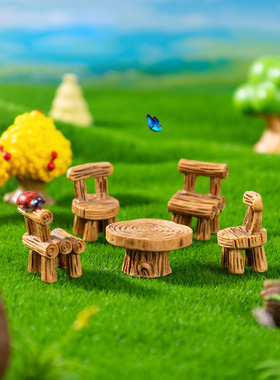 微景观创意休闲板凳小狐仙园艺造景 DIY装饰品迷你桌面树脂小摆件