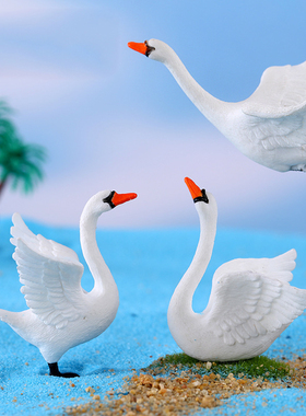 微景观简约现代塑料工艺品可爱卡通动物4款天鹅园艺盆栽饰品摆件