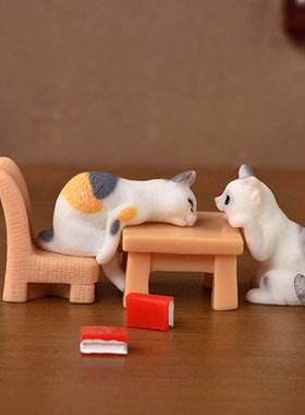 微景观树脂工艺品可爱卡通写实小猫摆件仿真动物猫咪水晶球配件