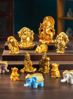 跨境新品微景观东南亚神像白象宝鼠DIY装饰品配件迷你树脂小摆件