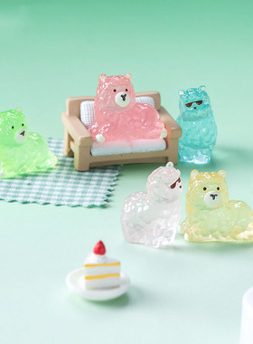 微景观简约现代创意夜光墨镜羊驼公仔 DIY装饰品汽车载桌面小摆件