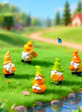 跨境新品微景观创意可爱感恩节小矮人 DIY装饰品迷你桌面树脂摆件