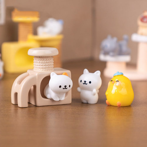 微景观简约创意可爱猫爬架小猫公仔娃娃屋 DIY装饰品迷你树脂摆件 - 图2