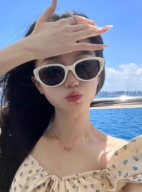 白框墨镜女款高级感复古窄框防晒