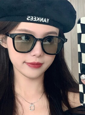 茶色墨镜女夏高级感黑框显脸小