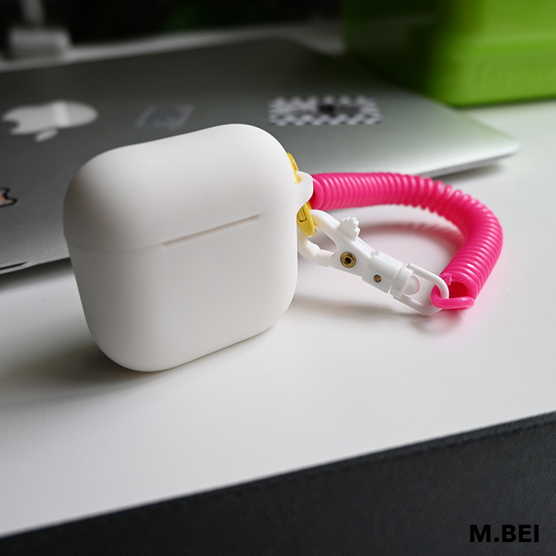 粉白配色硅胶耳机套适用于AirPods1/2/3Pro2/pro3代连体耳机套苹果无线蓝牙保护套软壳配手绳防尘塞4代,淘宝优惠券,粉丝福利购,淘宝优惠卷