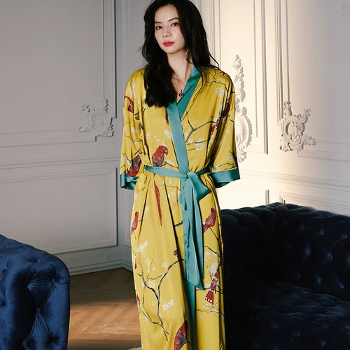 Летняя пижама, тонкая юбка, сексуальный шелковый банный халат, свободный крой