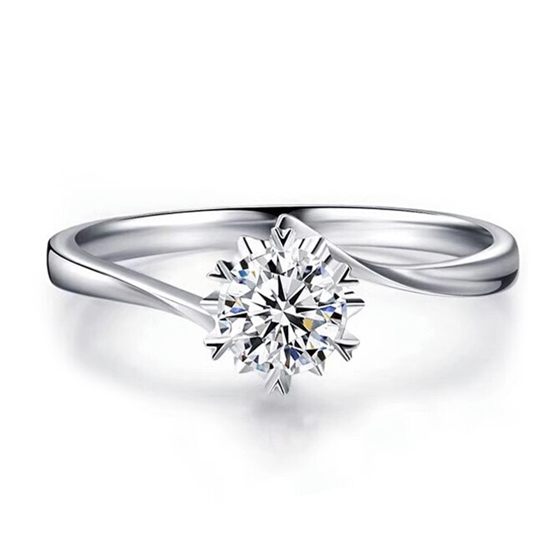 扭臂雪花钻戒一克拉天然真钻石六爪结婚求婚戒指情人节送女友礼物 - 图3