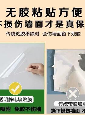 厨房防油贴纸静电透明瓷砖墙贴灶台贴膜油烟机墙面防水自粘墙纸