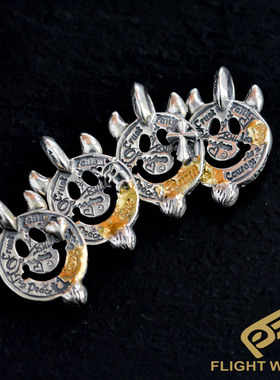 BWL bill wall leather正品 恶魔角镏金笑脸 项链吊坠 刻印随机男