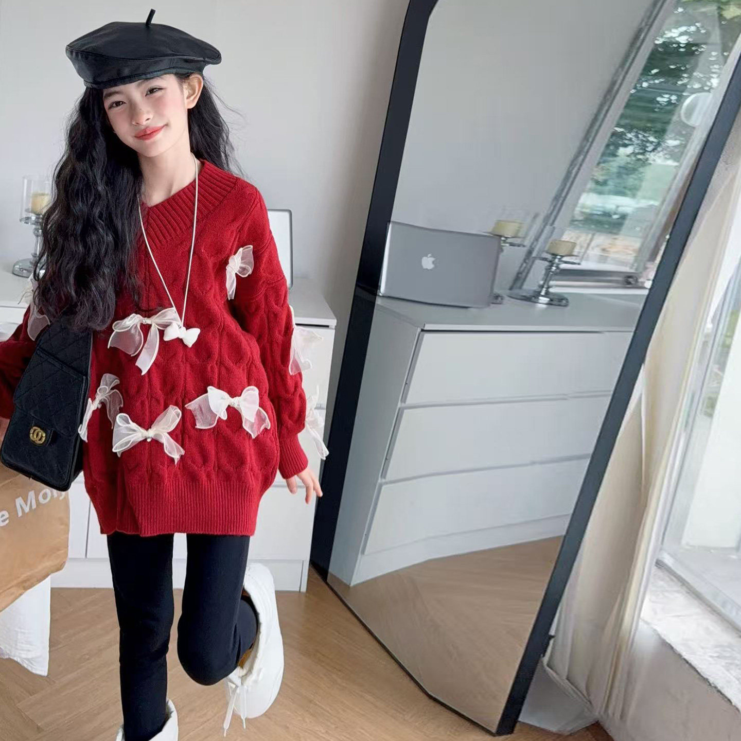 新款福利 女童红色毛衣拜年服秋冬装2025新款儿童针织衫女孩冬季,淘宝优惠券,粉丝福利购,淘宝优惠卷