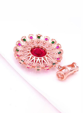 俄罗斯时尚大花吊坠镀玫瑰金镶嵌锆石项链女款奢华女士ins风