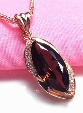 俄罗斯585紫金烟色吊坠项链欧洲镀18K玫瑰金彩金潮流女款项链礼物