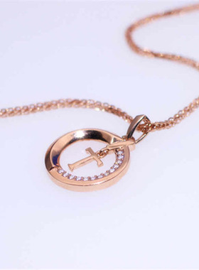 俄罗斯585紫金奢华ins灵动十字架吊坠法式精美女彩金气质套链潮流