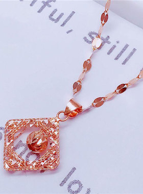 俄罗斯585紫金镀14K玫瑰金大气时尚车花拉丝吊坠优雅时尚大气饰品