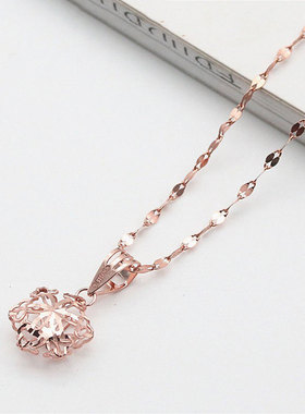 俄罗斯585紫金镀14K玫瑰金彩金时尚百搭镂空雪花女款项链气质轻奢