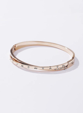 俄罗斯高级感简约百搭气质镀玫瑰金风百搭罗马数字手镯女手饰欧美