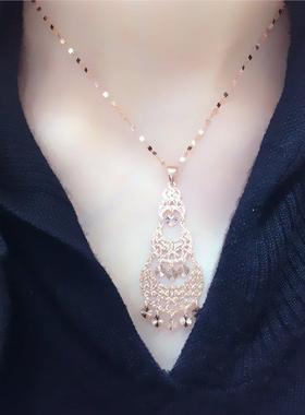 俄罗斯585紫金女士民族风流苏吊坠镀14K彩金时尚精美个性耳饰礼物