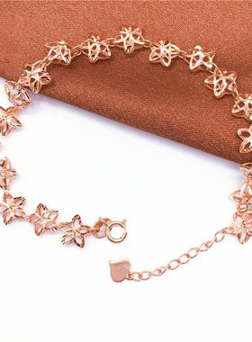 俄罗斯简约设计感日韩星连星手链镀玫瑰金手饰女高级百搭气质饰品