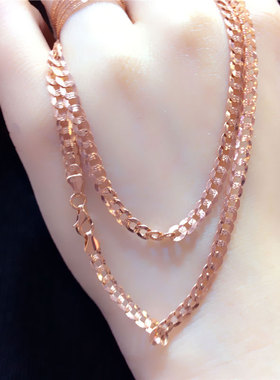 俄罗斯板链女款欧美时尚饰品潮流简约豪华气质镀玫瑰金项链高级感