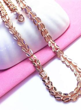 俄罗斯585紫金镀14K彩金麦穗项链时尚精美洋气百搭玫瑰金项链礼物