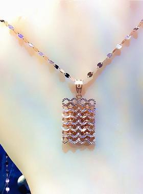 俄罗斯585紫金镀14K玫瑰金彩金时尚钱币凤尾吊坠精致女款简约经典