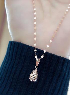 俄罗斯585紫金镀14k玫瑰金简约水滴吊坠女百搭项链气质经典高级感