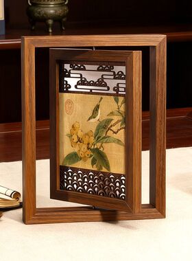 宋式美学花鸟装饰画框茶室书房桌面摆件家居古典工艺品展示架摆台