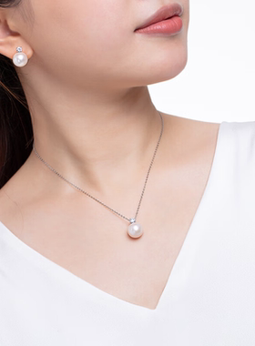 【媲美澳白】正圆珍珠项链单颗经典简约王妃款淡水珍珠吊坠送女友