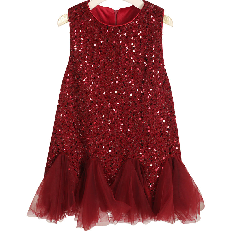 果拉拉千金风女童连衣裙生日过年衣服红色儿童亮片公主背心裙加绒,淘宝优惠券,粉丝福利购,淘宝优惠卷
