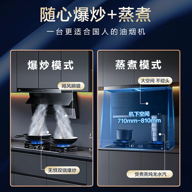 [小黑翼]老板官方旗舰店D1套装油烟机燃气灶套装家用厨房顶侧双吸