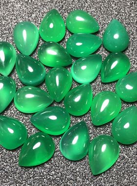 diy绿玉髓裸石小水滴打孔吊坠