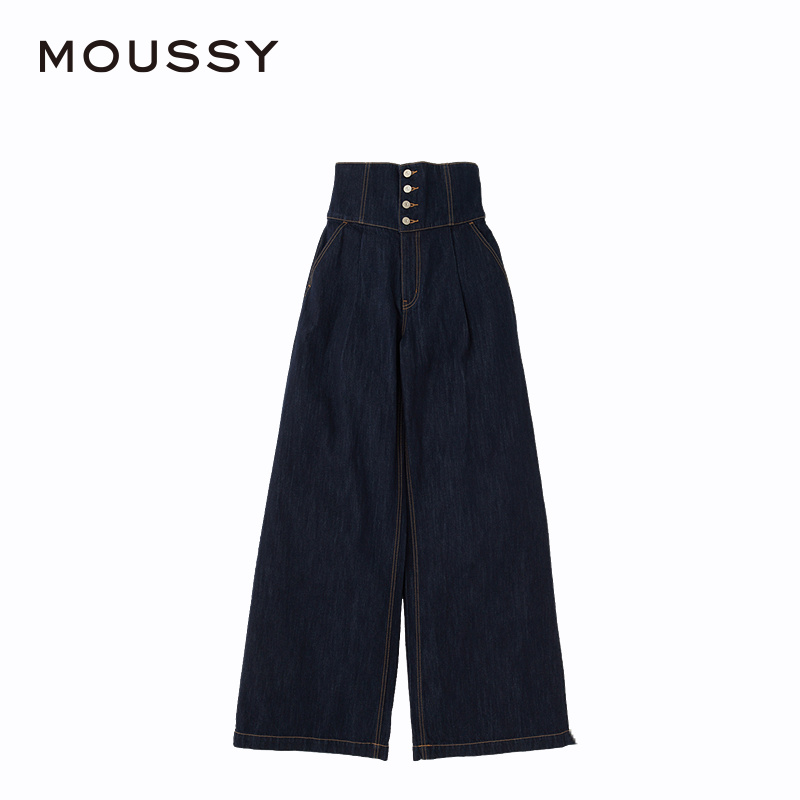 MOUSSY 2024夏季新品复古单宁风腰封阔腿休闲牛仔裤010HSA11-0690 - 图3