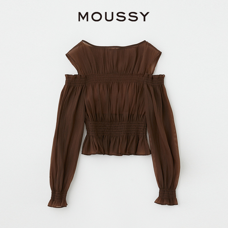 MOUSSY 2024夏季新品法式优雅风露肩两件套雪纺衬衫010HS230-1840 - 图3