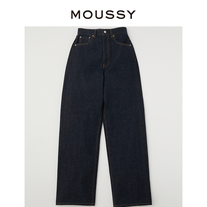 MOUSSY 夏季新品复古漂洗深色高腰直筒牛仔裤女010GSA11-0350 - 图3