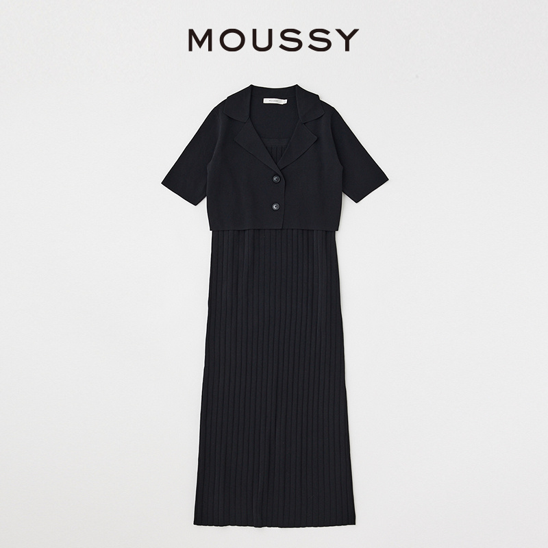 MOUSSY 2024夏季新品简约通勤风两件套针织连衣裙女010HSA70-0440 - 图3