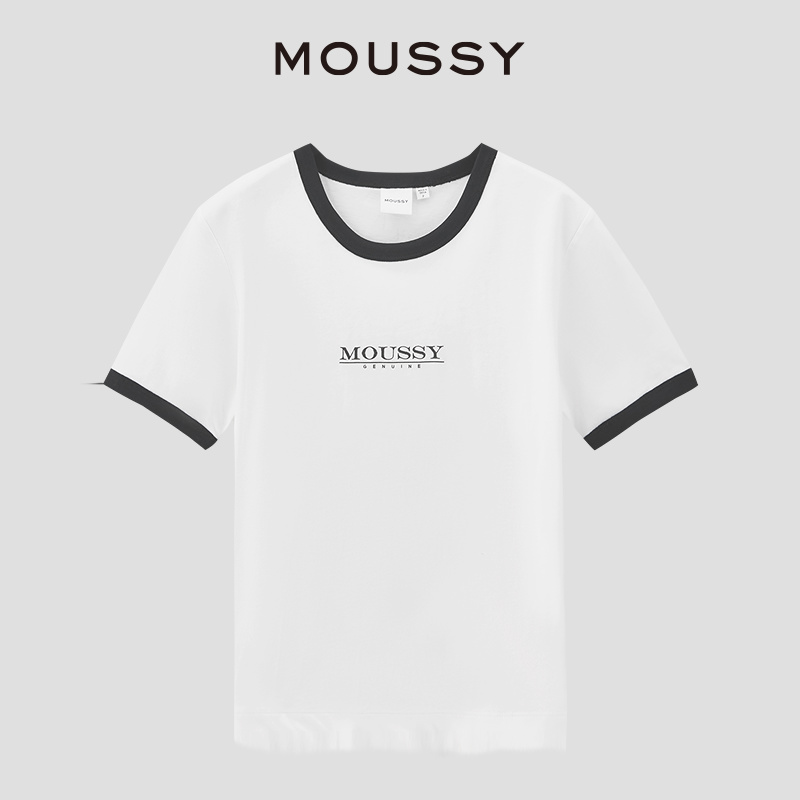 MOUSSY 2024夏季新品休闲LOGO刺绣多色纯棉短袖T恤028HSZ90-0621 - 图3