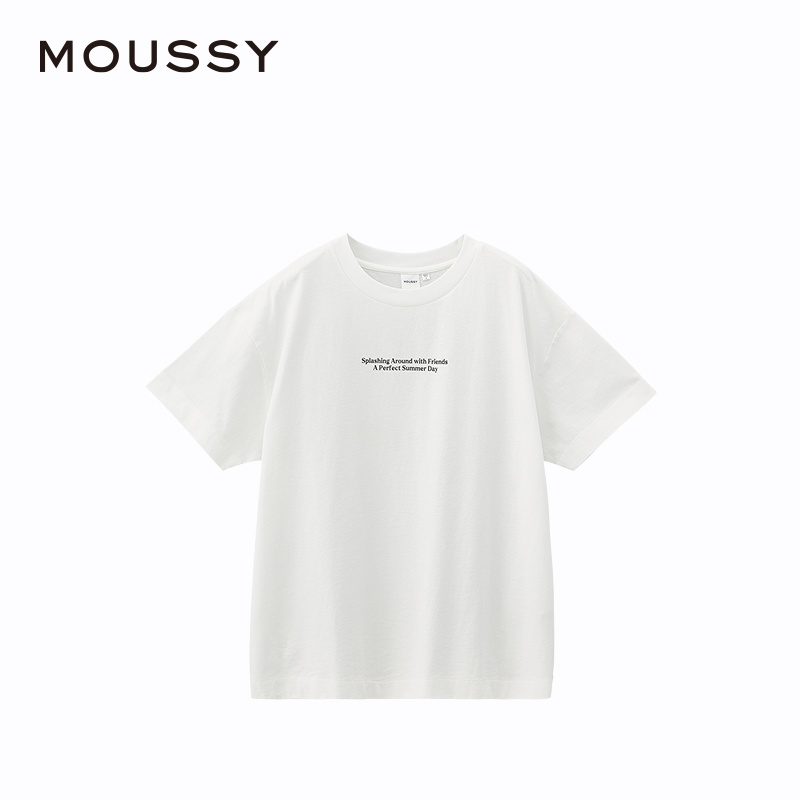 MOUSSY 2024夏季新品美式休闲风印花宽松短袖T恤女028HSA90-1951 - 图3