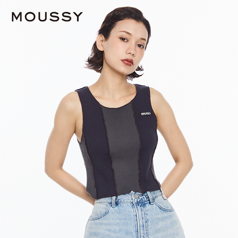 MOUSSY 2024夏季新品甜酷Y2K辣妹音乐节针织背心女010HSQ90-0490 - 图1