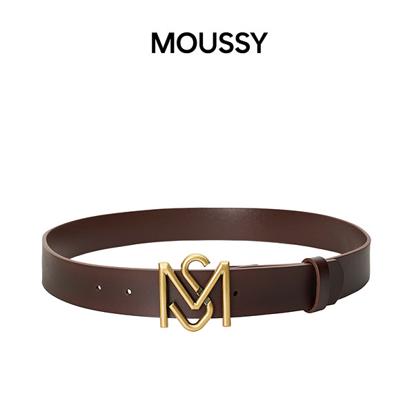 MOUSSY 2026 Spring New Retro Gold Buckle Textured Rubber Leather Adjustable Belt 028JSA56-1005